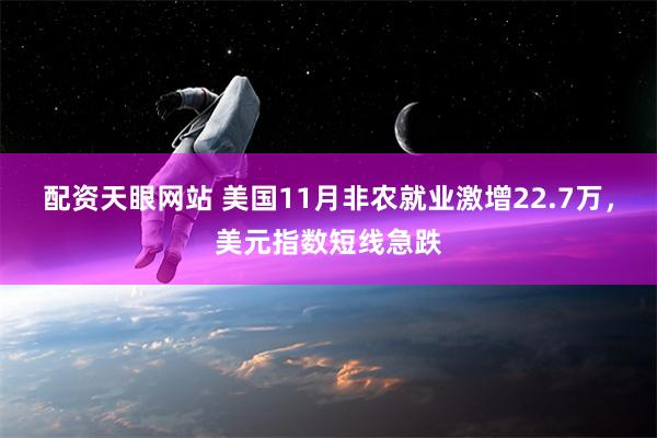 配资天眼网站 美国11月非农就业激增22.7万，美元指数短线急跌